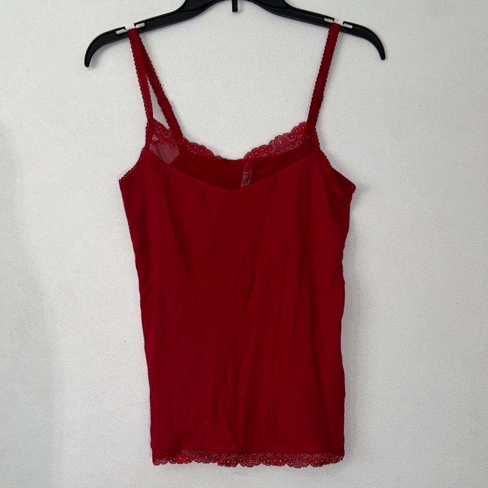 Y2K Babydoll Red Lace Trim Tank Top size M Old Navy - Picture 1 of 7